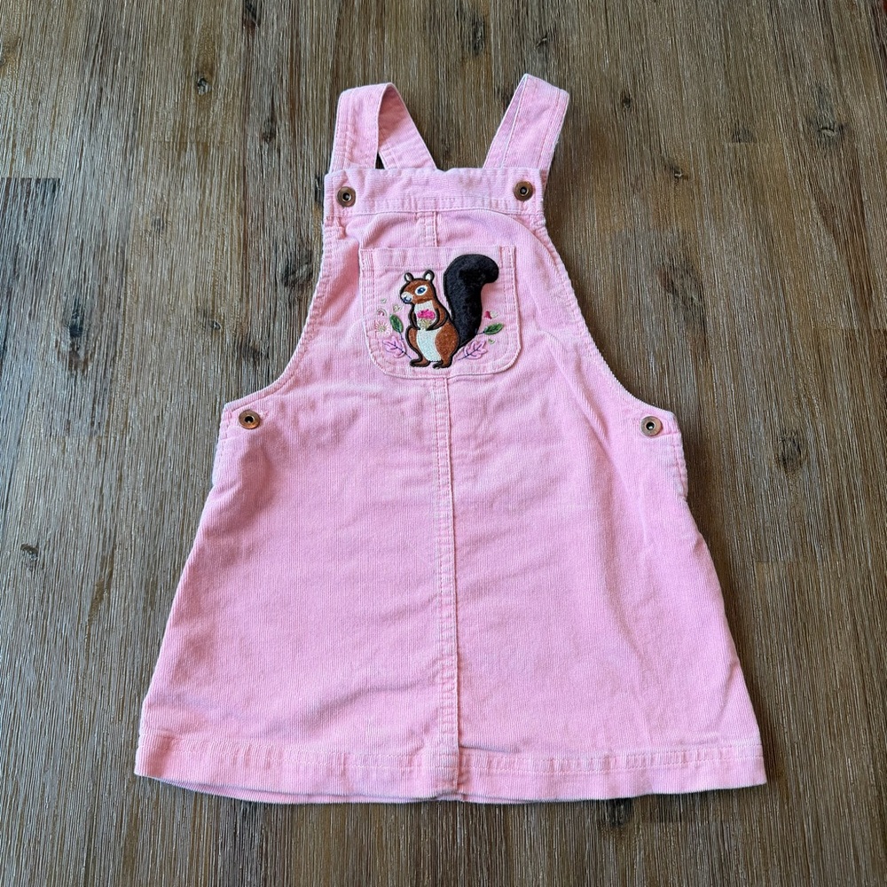 4/20$ Toddler Pink Overall Dress with Squirrel size 3T